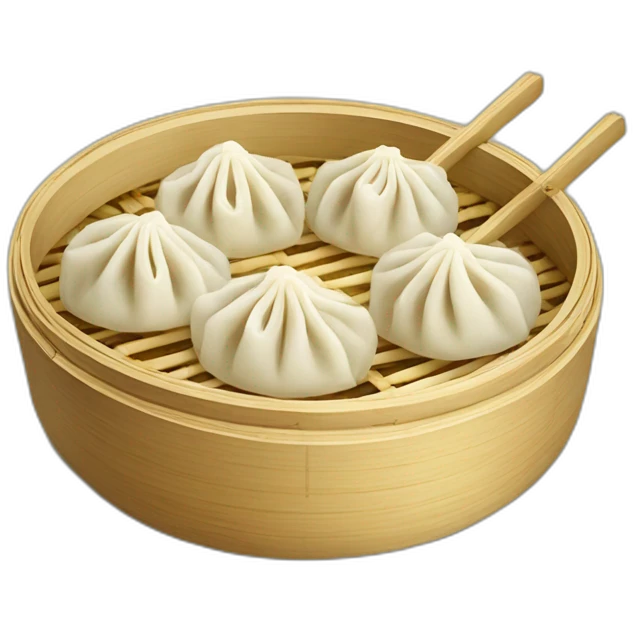 chinese dumplings in a bamboo steamer emoji