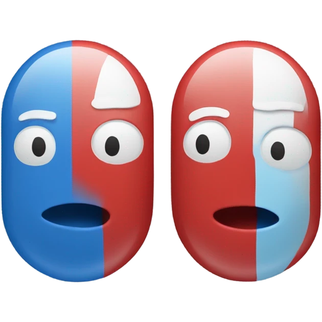 A red pill and a blue pill emoji