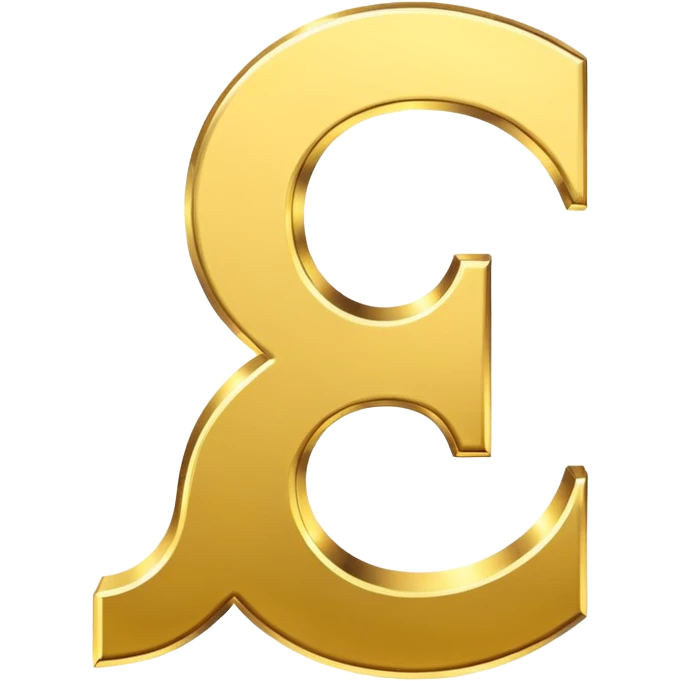 Currency symbol for the money "Fcoins" letter F in gold emoji