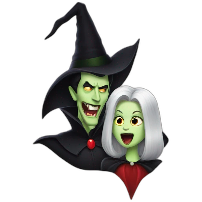 Dracula bitting a wicked witch neck emoji