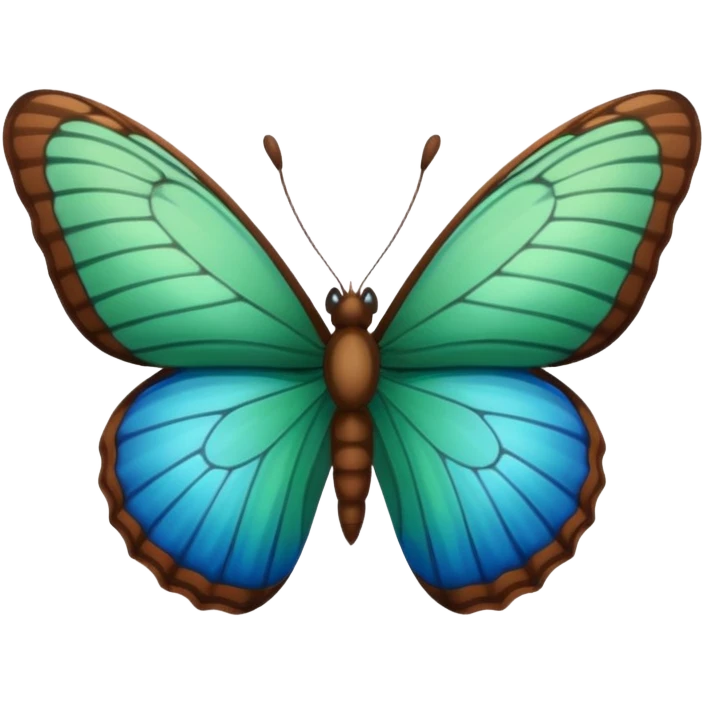 A butterfly with blue edges, green wings, and a brown body  emoji