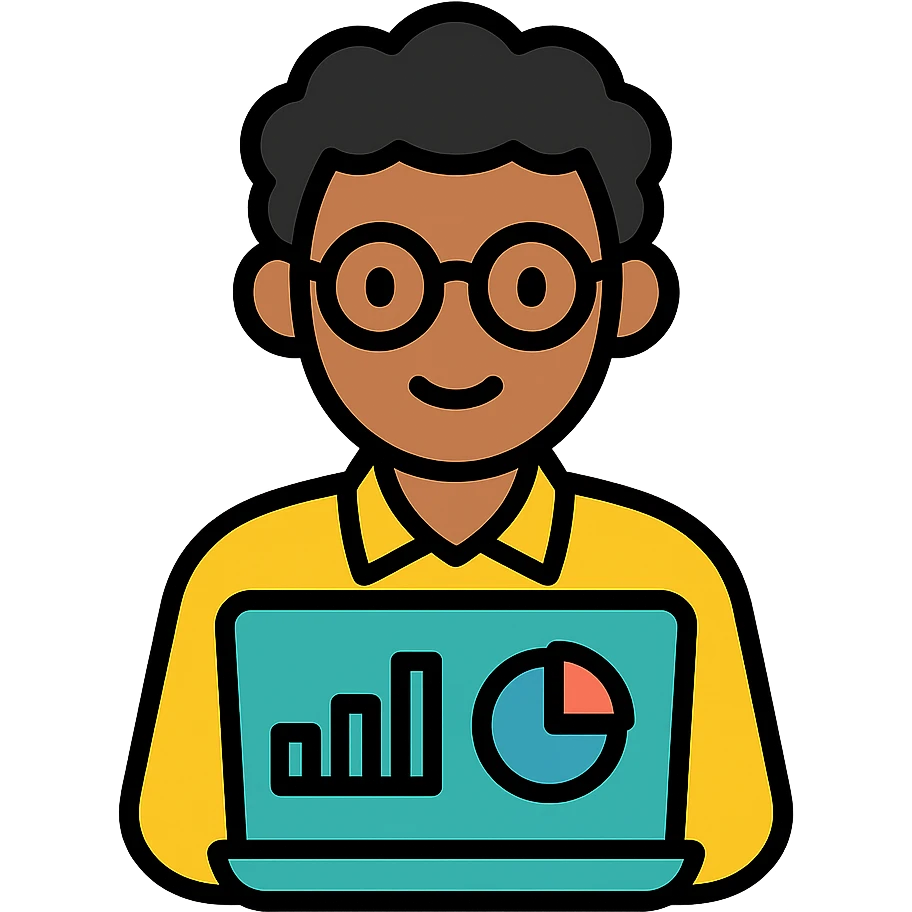 color outline icon of a light skin black computer analyst emoji