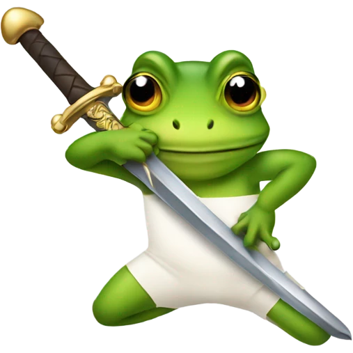 A frog swinging a sword  emoji