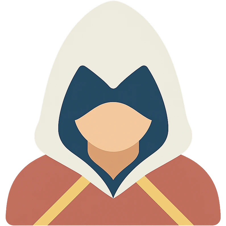 Assassin’s Creed hooded figure icon with color emoji