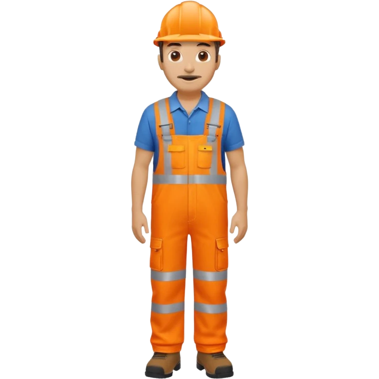 mature engineer hi-vis orange overalls standing full body emoji