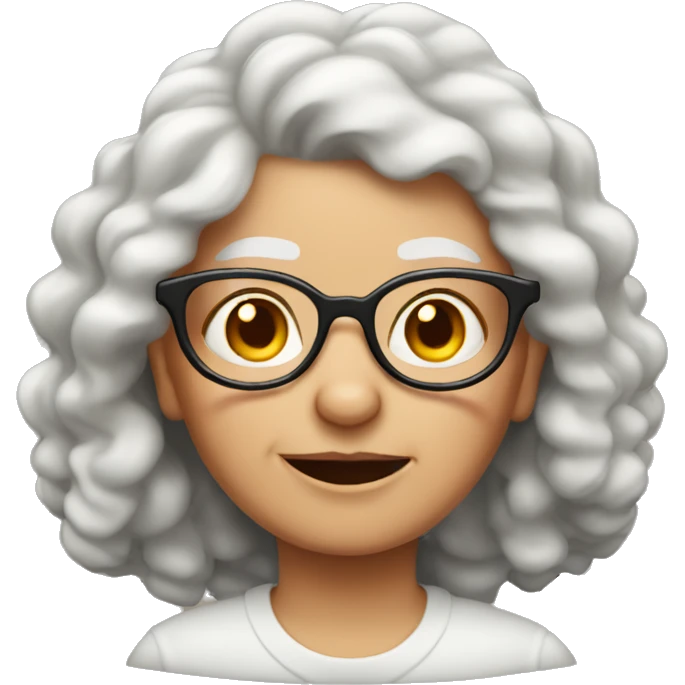 White Grandma emoji, wearing cat-eye shaped rim glasses and red wavy hair emoji