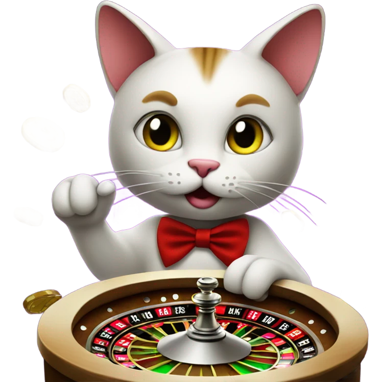 Cat playing roulette at casino in Vegas emoji