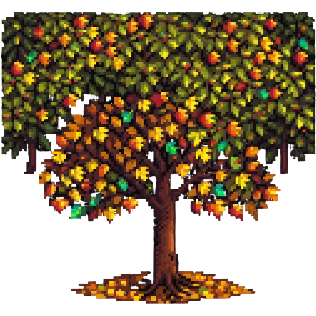 tree in the fall with colorful autumn leaves emoji