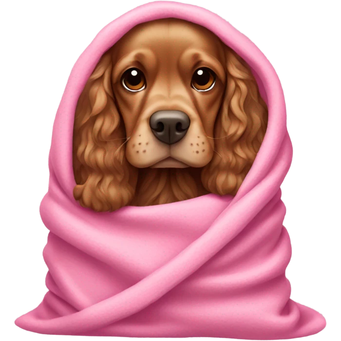 english Cocker spaniel in a pink blanket emoji