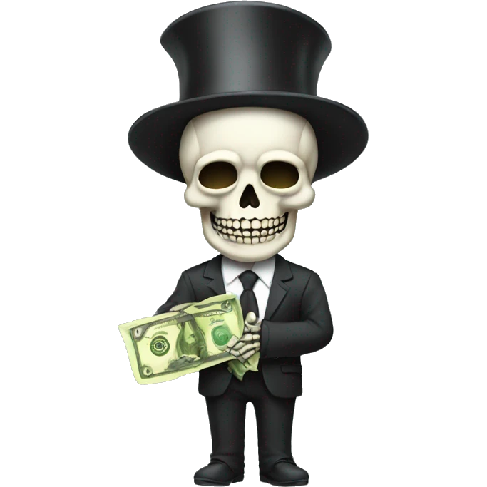 skeleton in suit with money emoji