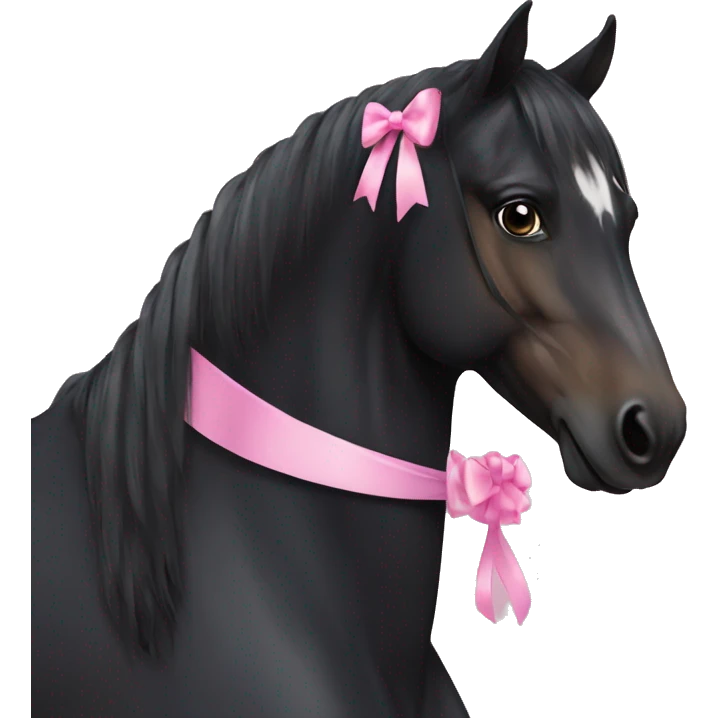 Black horse with pink bow emoji