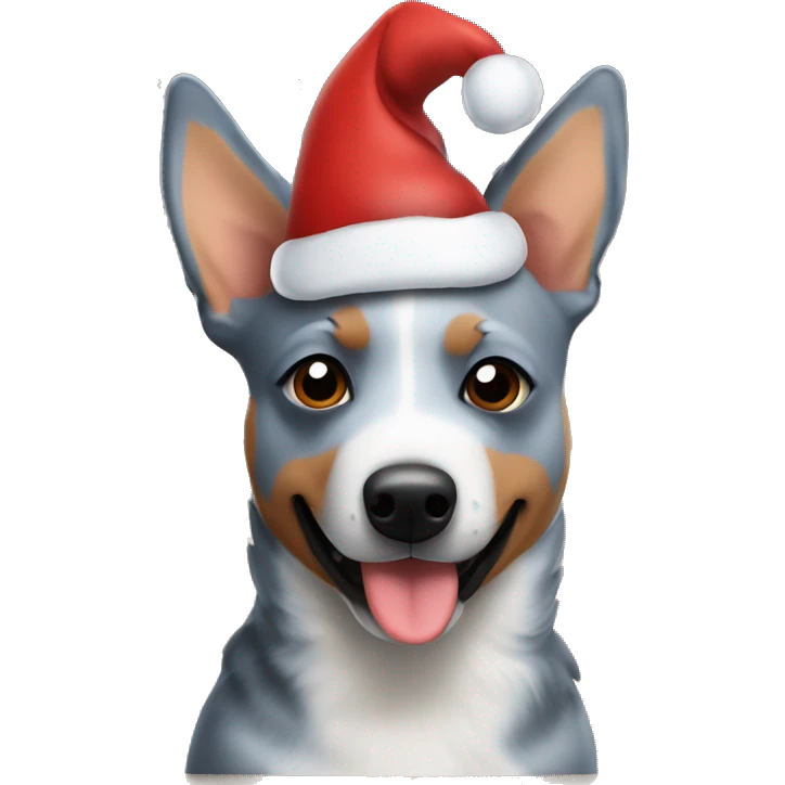 Blue Heeler wearing a Christmas hat  emoji