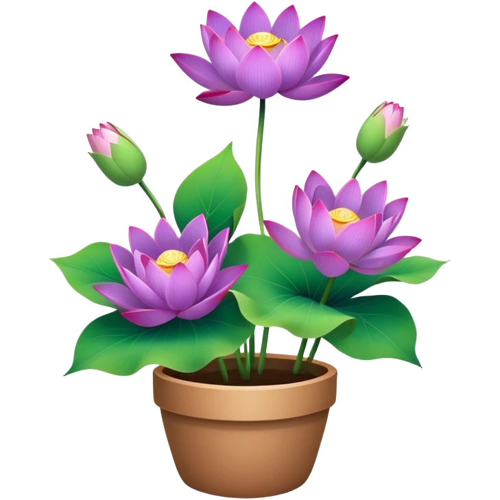 flower pot Purple Lotus,stem, Lotus leaf, bunch emoji