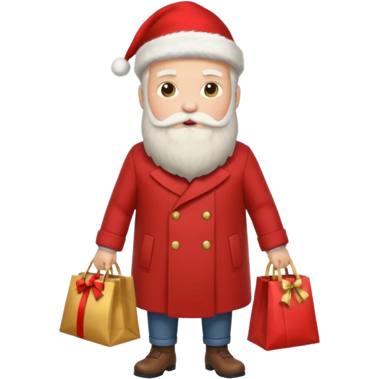 дед мороз  в полный рост держит мешок подарков emoji