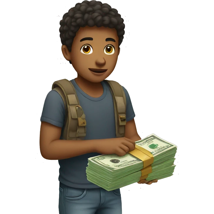 Boy with money emoji