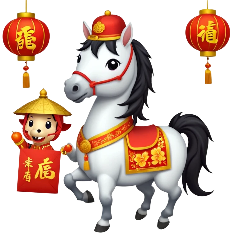 help me develop 10 emoji stickers, for CNY, cartoon horse stickers emoji