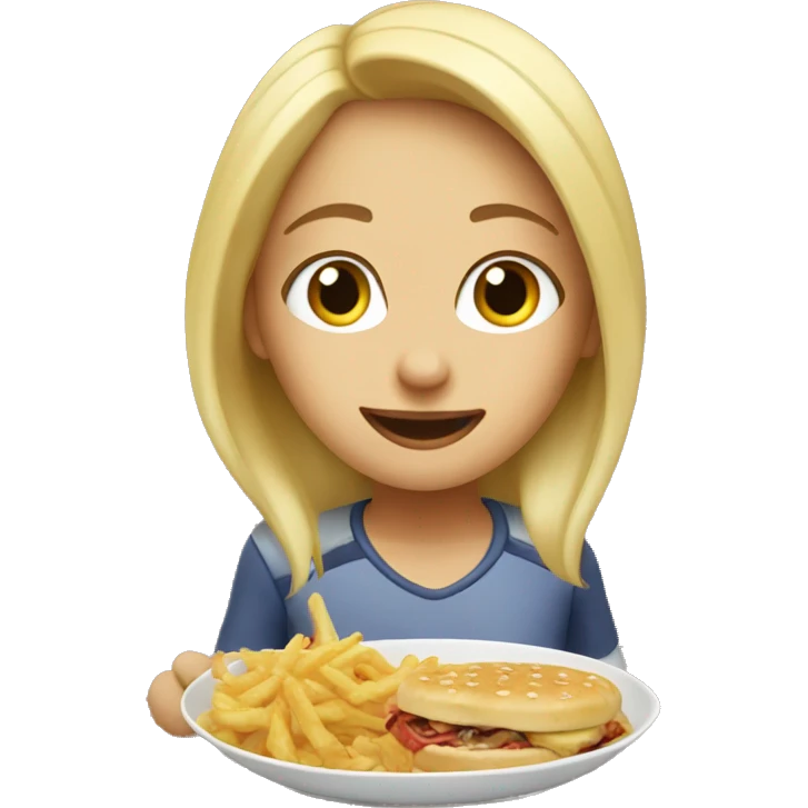 blonde girl sharing food indoors emoji