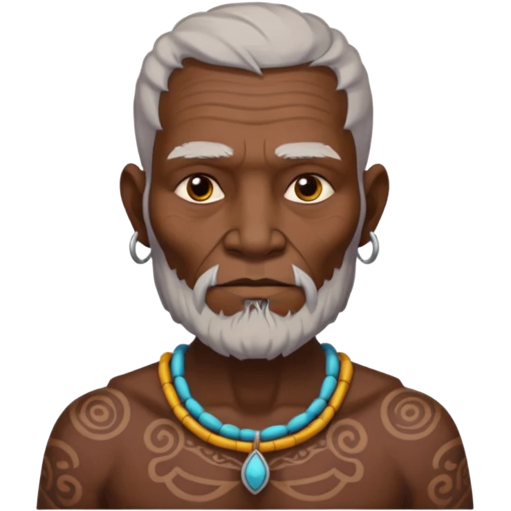 ancient incadian old man with tatooed on neck and face emoji