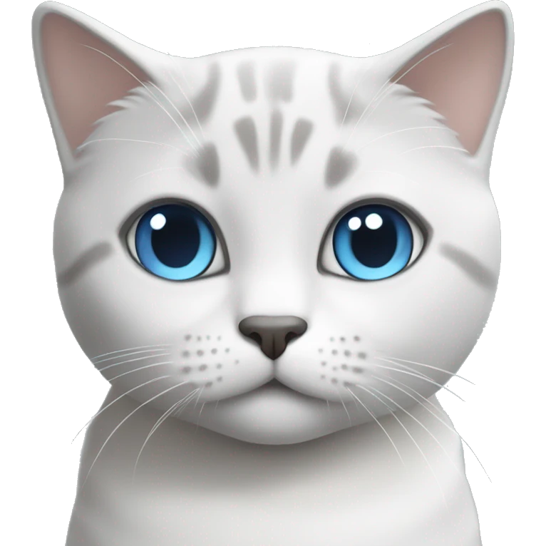 British short hair cat in white and light grey with blue eyes emoji