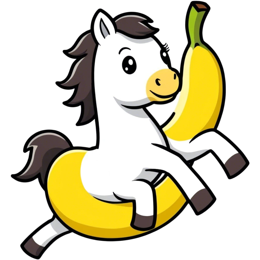 A horse riding a banana  emoji