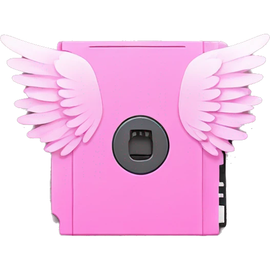 pink floppy disk with angel wings emoji