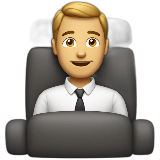 Man seats with iphone emoji