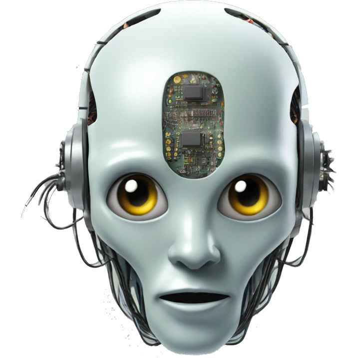 Alien robot head with wires and circuits emoji