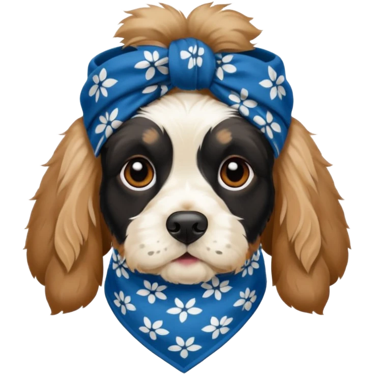 Собака породы черно-белый русский кокер спаниель в бандане Grow Street emoji
