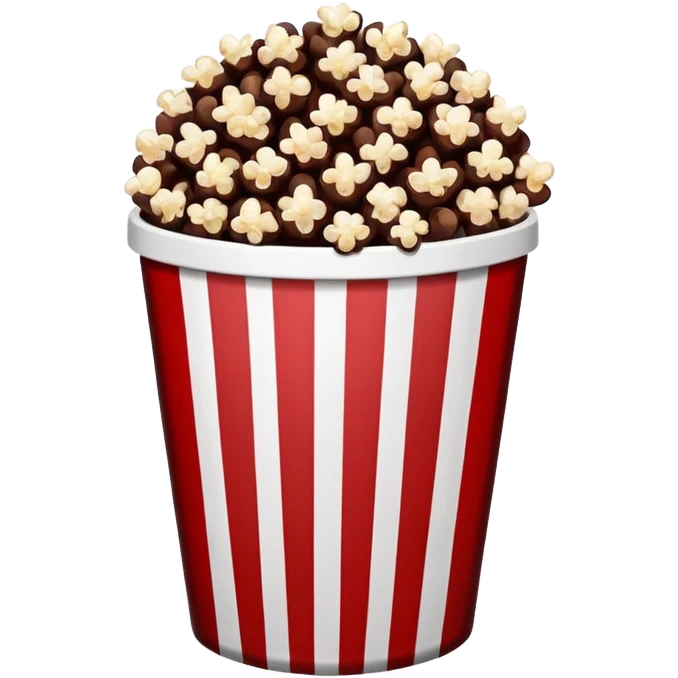 Chocolate popcorn in a paper jar with red and white vertical lines emoji