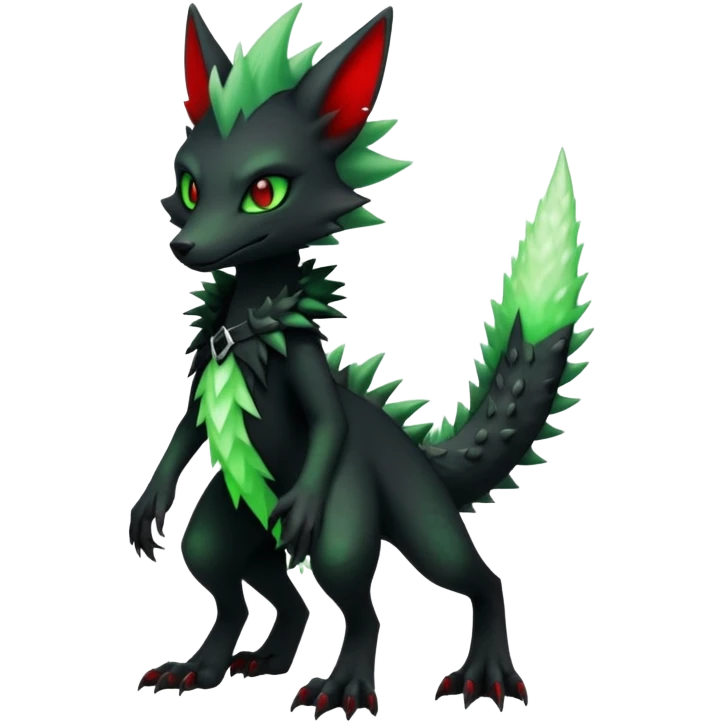 Kawaii Cute Edgy Black Green Red ethereal Fionbri-Vernid-Sergal full body emoji