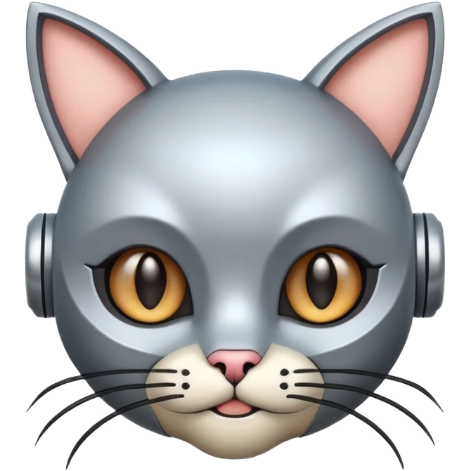 robot looking surprised with cat ears and looks funny emoji