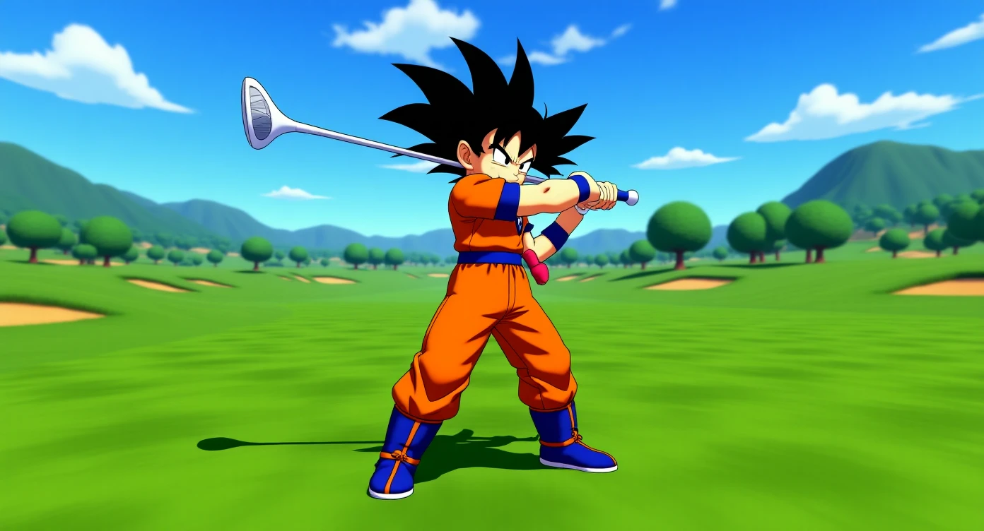 Photo of a Son goku in golf 4, dragon ball style emoji