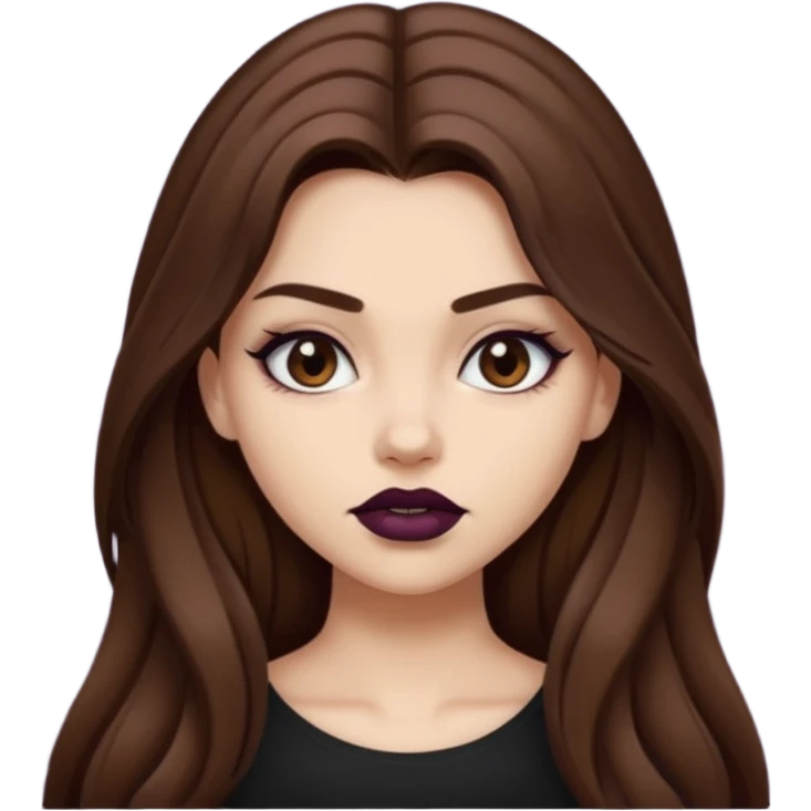 a pretty bratz fair girl with brown long hair styled well, looking like a baddie emoji