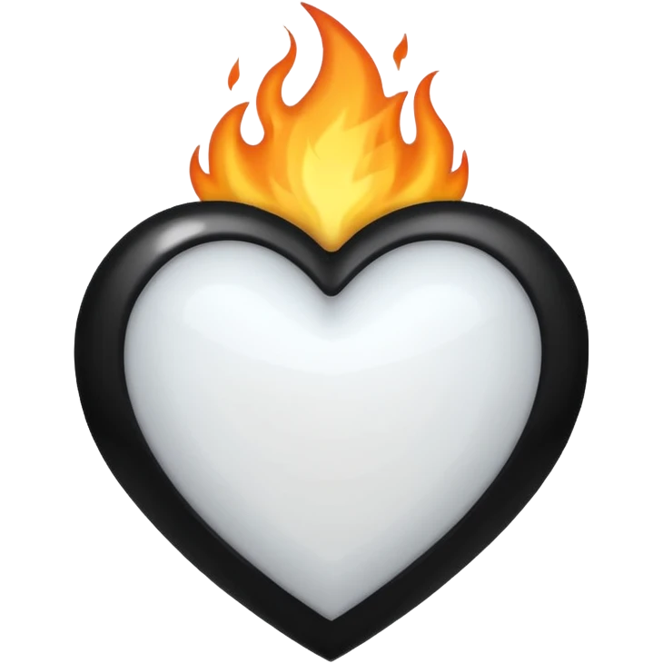 White heart with black flame covered on it emoji