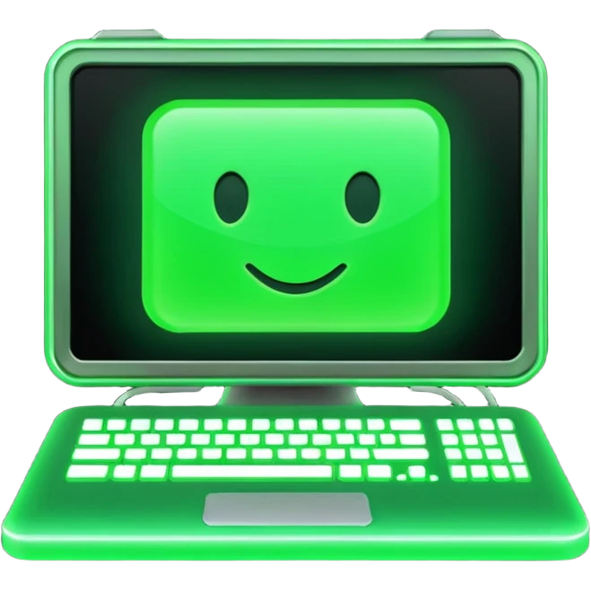 computer with green code emoji