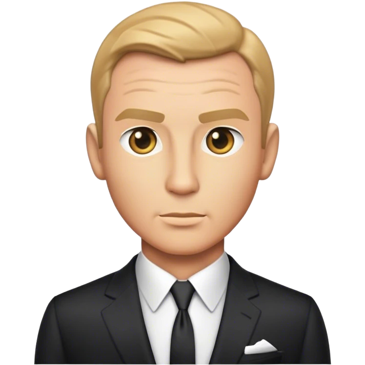 Cinematic Realistic James Bond Portrait Emoji, depicted as a suave, sophisticated secret agent in a tailored suit with a cool, composed gaze and an air of stealth and charm, rendered with crisp textures and dynamic cinematic lighting that captures his timeless espionage allure. emoji
