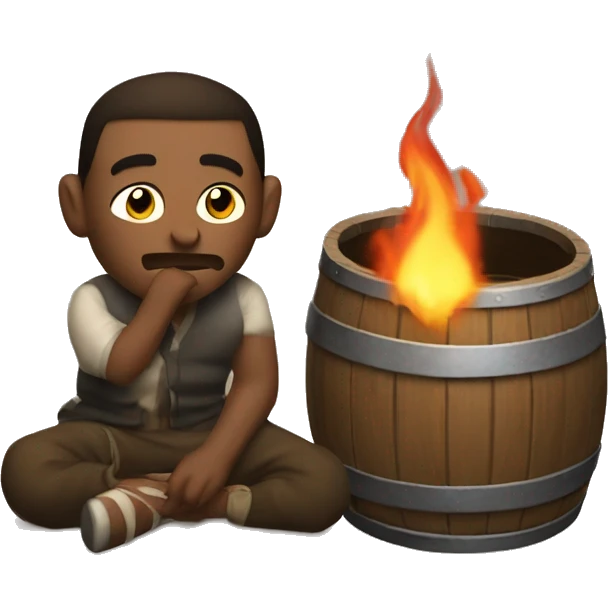 poor man warms himself by a barrel of fire emoji