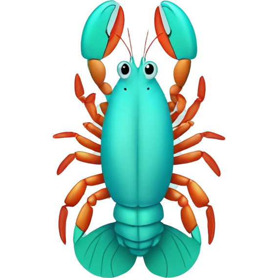 Cyan lobster prawn shrimp crustacean cute emoji