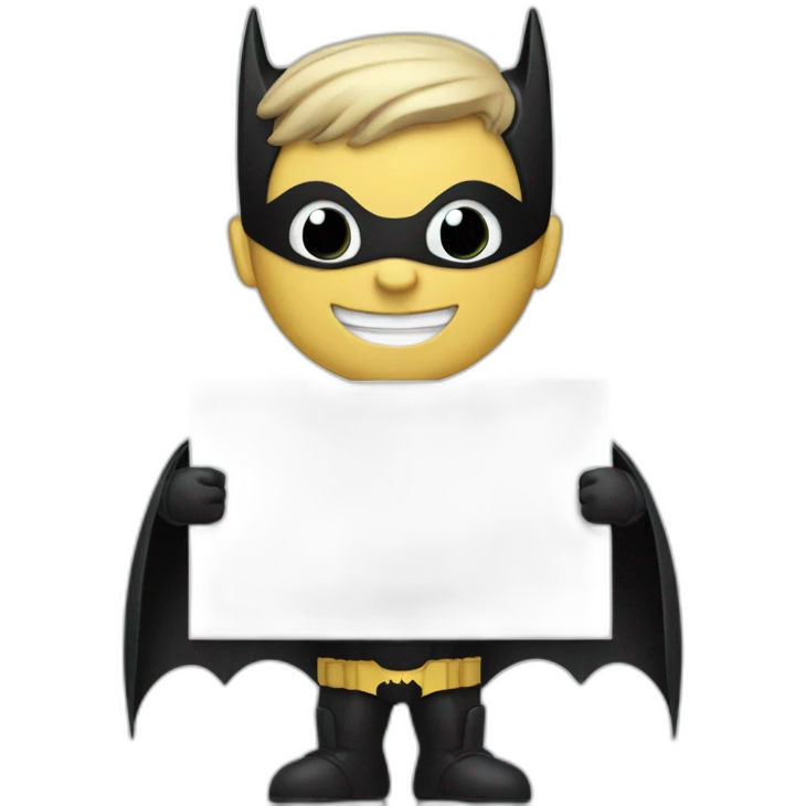 Batman holding a billboard with thumbs up emoji