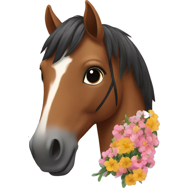 Horse in love wearing flowers  emoji