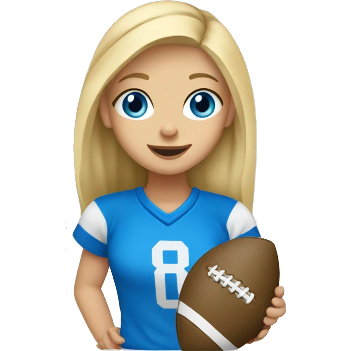 blonde hair blue eye girl playing flag football emoji