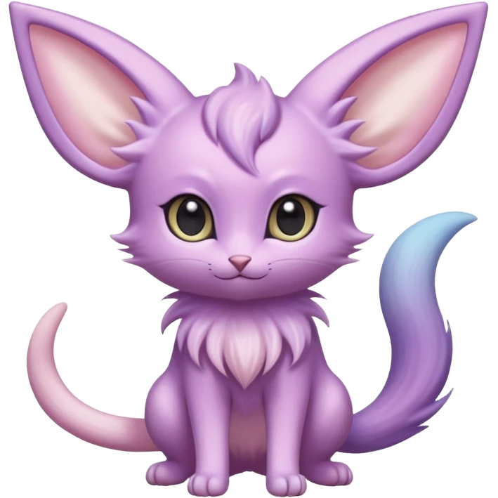 Cute kawaii fluffy big eyed floofy Pastel Gradients Shiny silky realistic smooth soft innocent Espeon-Mew-Minccino-Delcatty-Pachirisu-fusion emoji