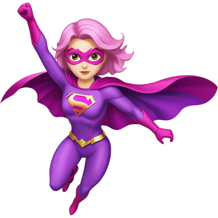 pink violet woman superhero flying emoji