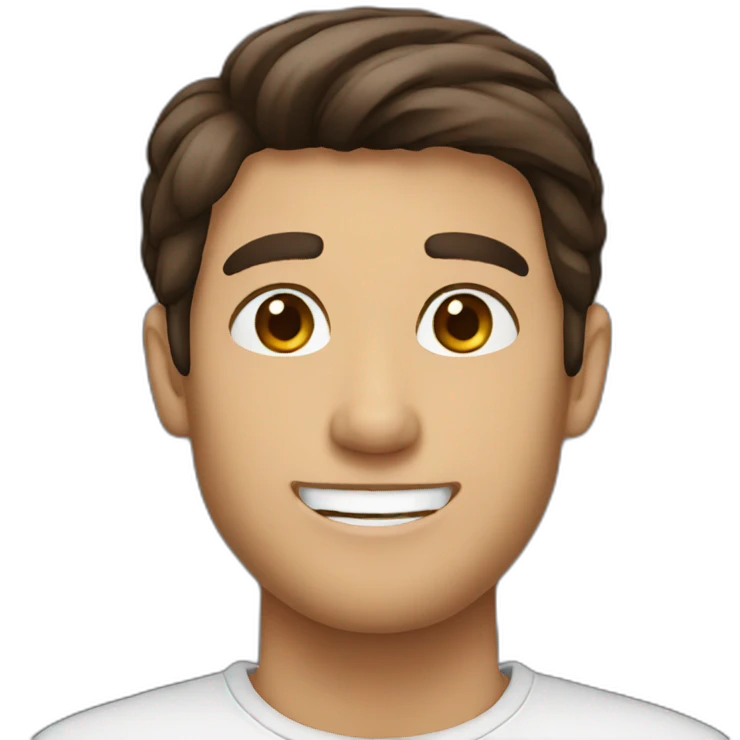 brunette man with a smile emoji