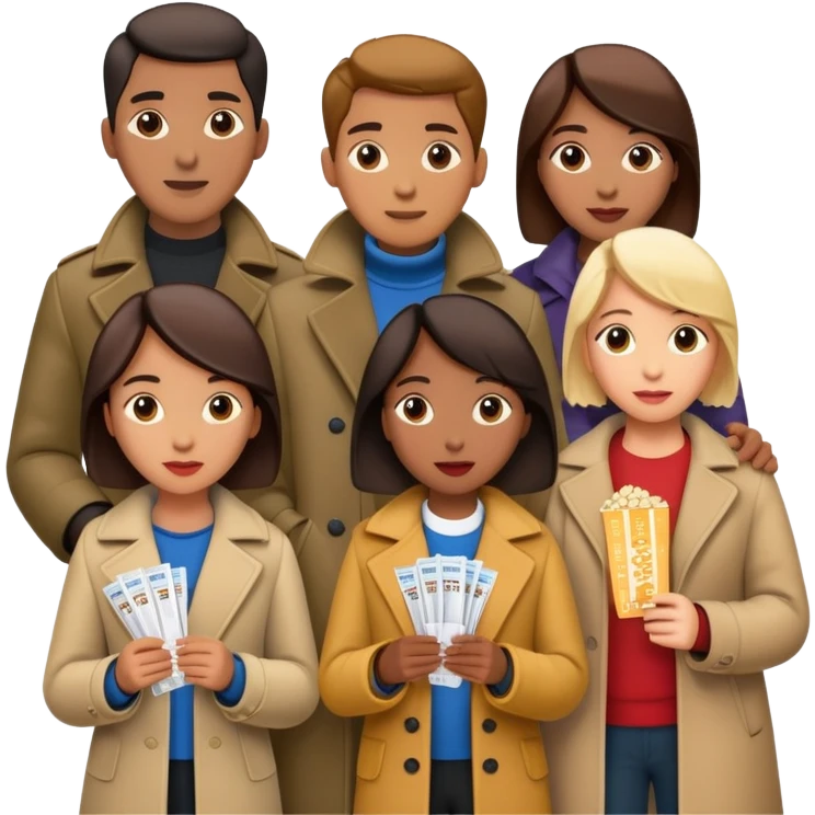 group of people standing in line at a movie theater emoji