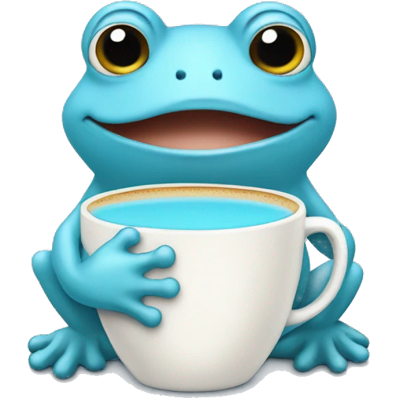 baby blue frog wearing a suit sipping a latte emoji