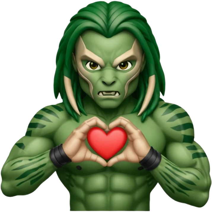 predator from the movie predator making heart sign with hands emoji