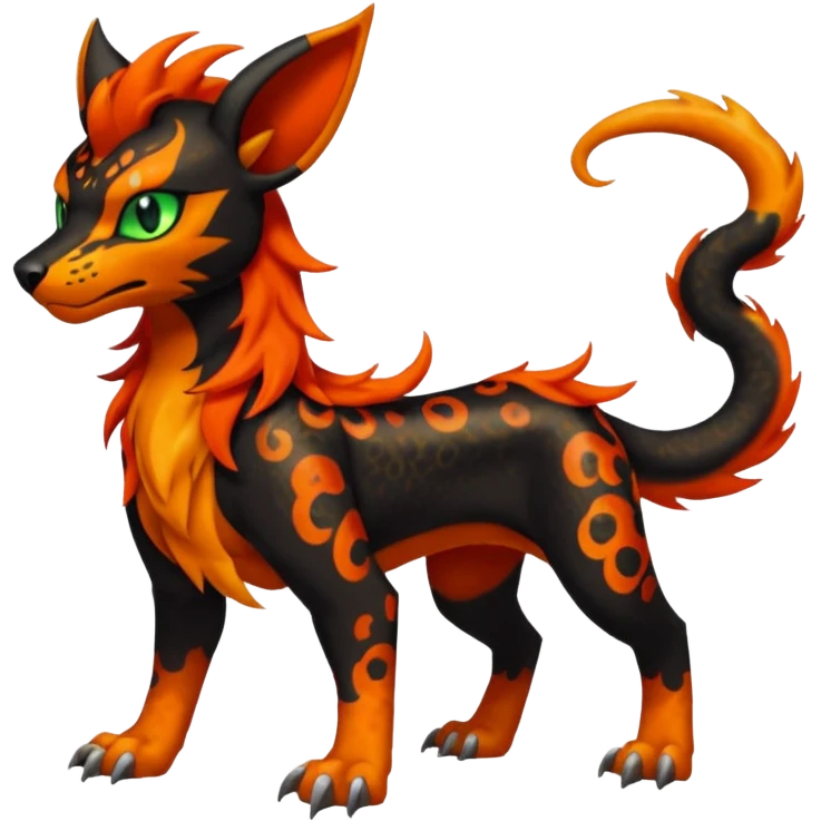 Elemental Groovy Diaphanous Scaley Demonic Liepard-Houndoom-Litten-Sprigatito-Pokémon-fusion-creature (full body) emoji