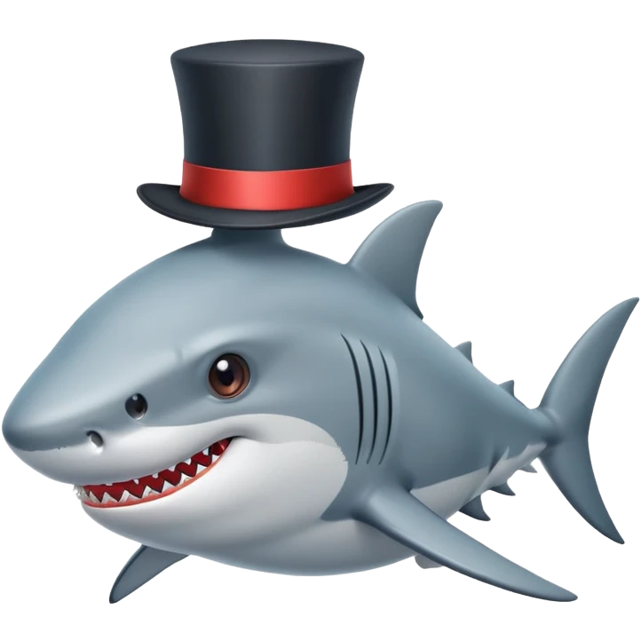 Shark with a top hat emoji