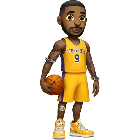 basketball player with chains on his legs and tattoos emoji
